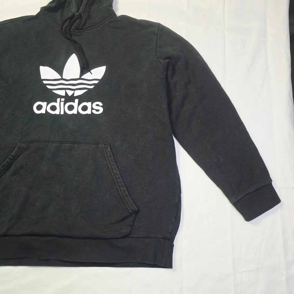 Adidas Men's Originals Hoodie XL Black Long Sleeve Pullover Sweatshirt K44